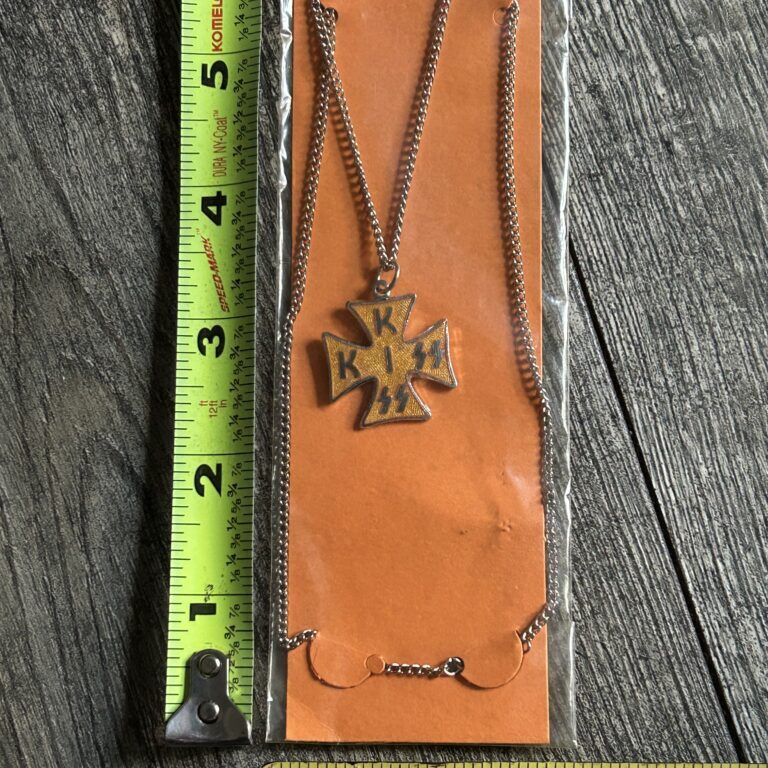 KISS Pendant Necklace Iron Cross Silver Gold Vintage Kiss Memorabilia Aucoin