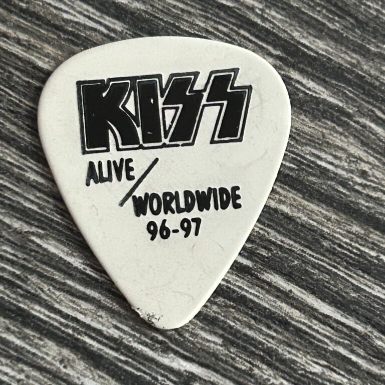 KISS Guitar Pick GENE SIMMONS Alive Worldwide Reunion Black White Black w/ Dash