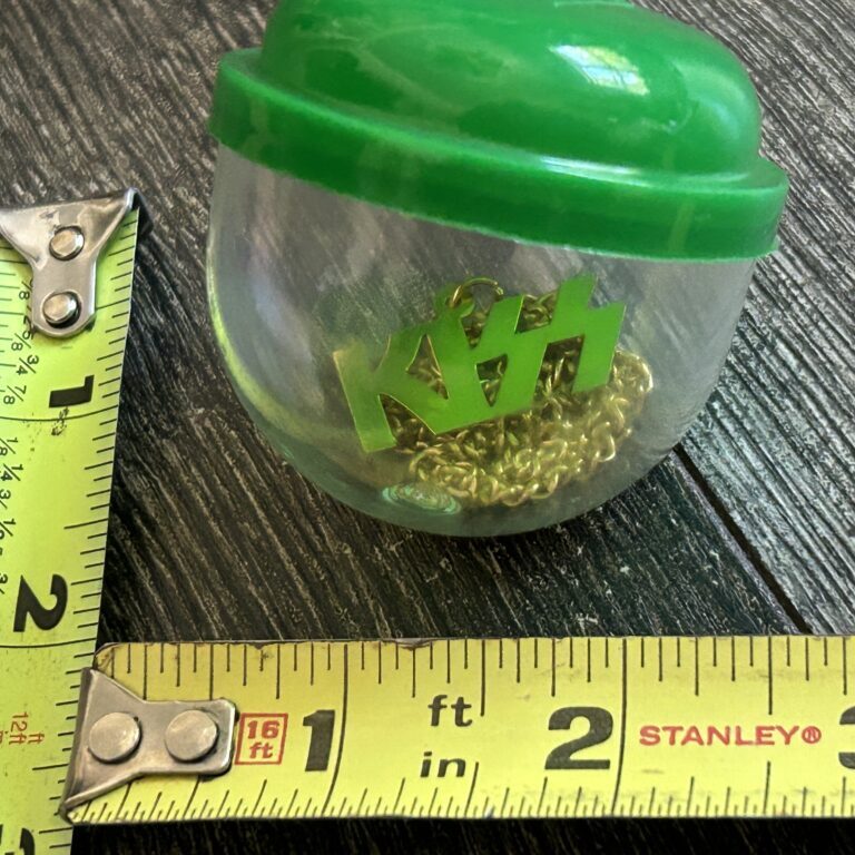 KISS Gumball Machine Dome Gold Logo Necklace Vintage Kiss Memorabilia Aucoin