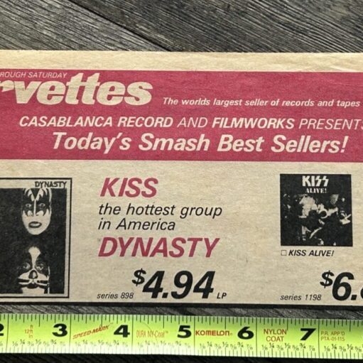 KISS Ad Dynasty Alive Alive 2 Vinyl Korvettes Record Store Vintage Kiss Aucoin