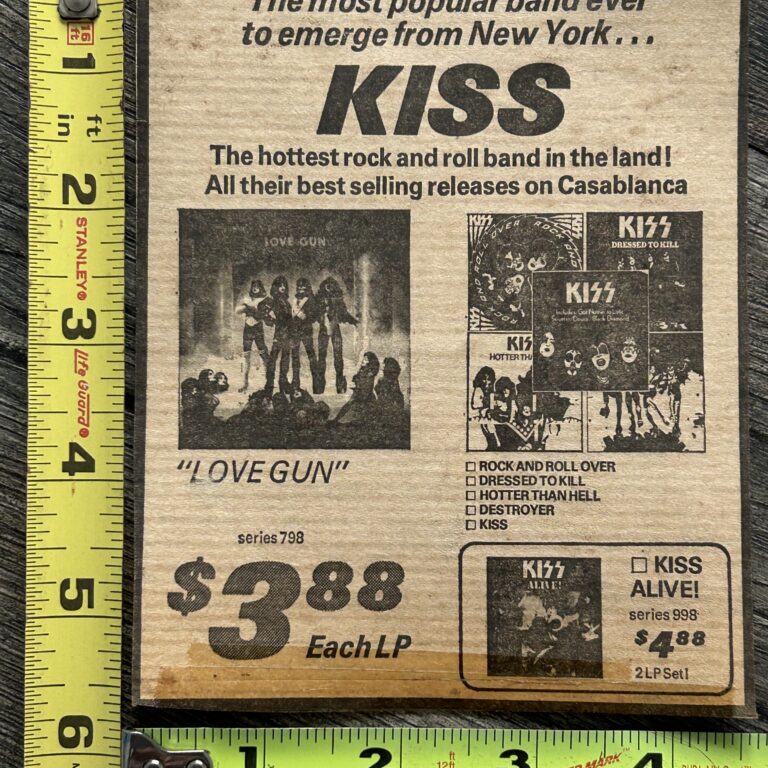 KISS Ad Love Gun Back Catalog Vinyl Most Popular NY Band Vintage Kiss Aucoin