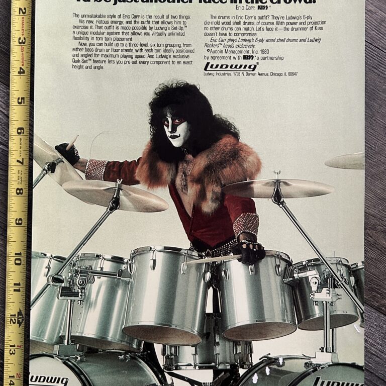 KISS Photo Poster Ad CUSTOM MADE Eric Carr Ludwig Drums Unmasked Vintage Kiss
