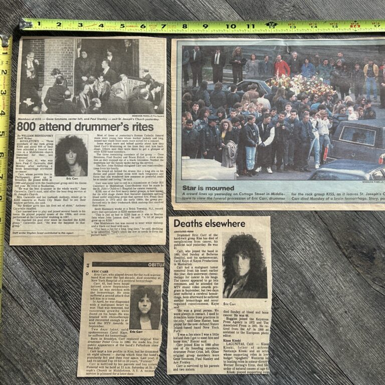 KISS Clipping Lot ERIC CARR Memorial Funeral Middletown NY Photos Gene Paul Vintage Kiss