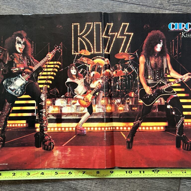 KISS Poster Centerfold Love Gun Concert Tour Gene Black Horns Vintage Aucoin