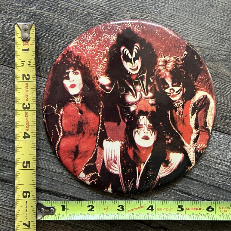 KISS Hotline Button JUMBO 6" Correct Makeup 1976 Vintage Kiss Memorabilia Aucoin