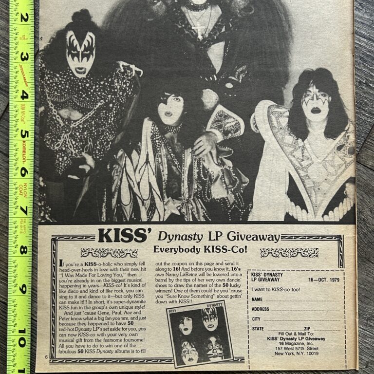 KISS Ad Advert Dynasty Vinyl Record Contest 16 Magazine 1979 Vintage Kiss Aucoin