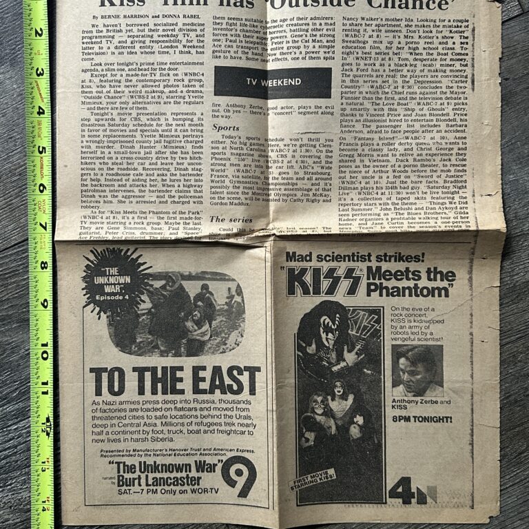 KISS Ad Clipping Kiss Meets The Phantom Movie NJ 1978 Vintage Kiss Aucoin 11x14
