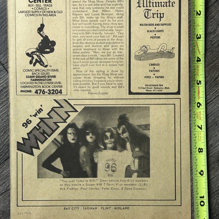 KISS Ad Advert Dressed To Kill Michigan 96 WHNN Radio 1975 Vintage Kiss Aucoin