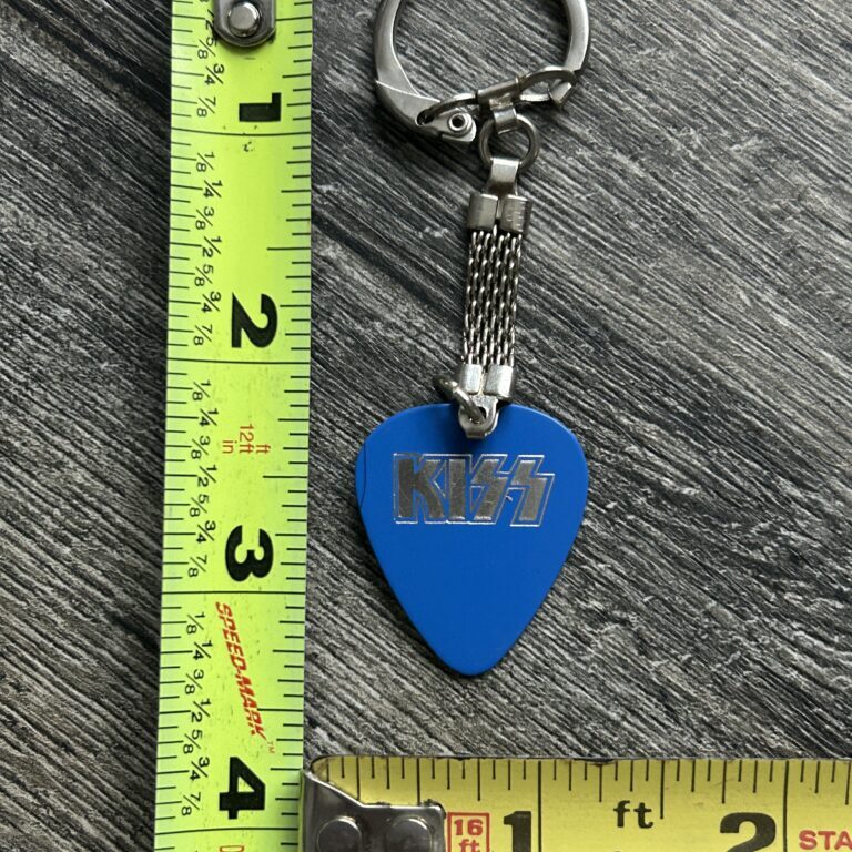 KISS Guitar Pick Keychain Blue Silver Logo Vintage Kiss Memorabilia 1980's
