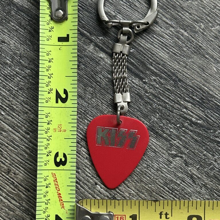 KISS Guitar Pick Keychain Red Silver Logo Vintage Kiss Memorabilia 1980's