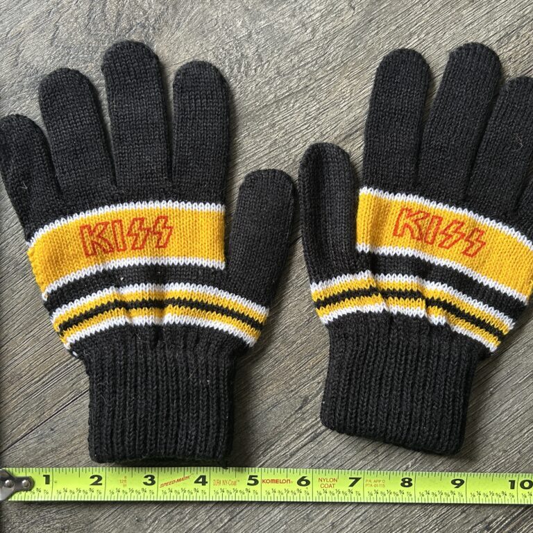 KISS Gloves Black Yellow Red Knit UNWORN Vintage Kiss Memorabilia 1980's