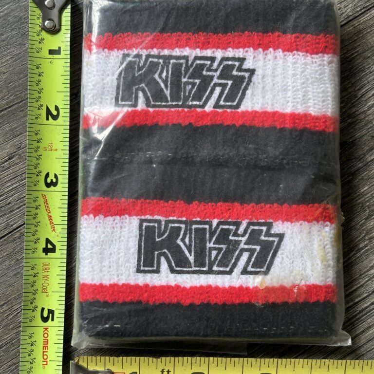 KISS Wristband Set Black Logo Red White Knit Vintage Kiss Memorabilia 1980's