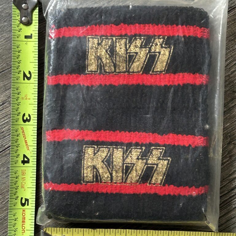 KISS Wristband Set Gold Logo Black Red Knit Vintage Kiss Memorabilia 1980's