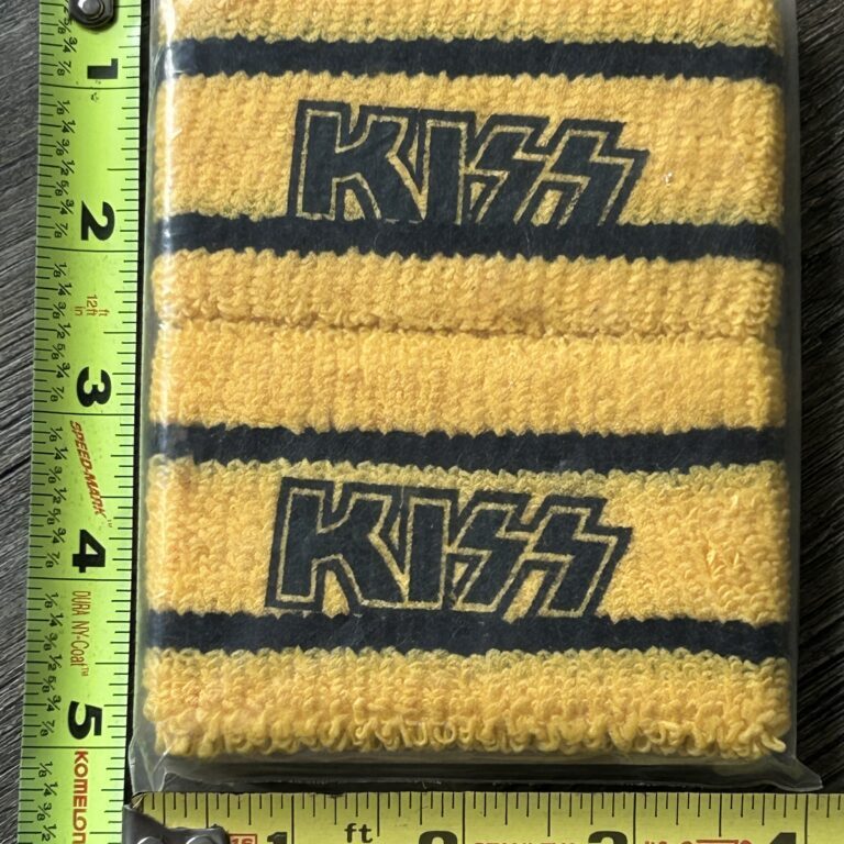 KISS Wristband Set Black Logo Yellow Knit Vintage Kiss Memorabilia 1980's