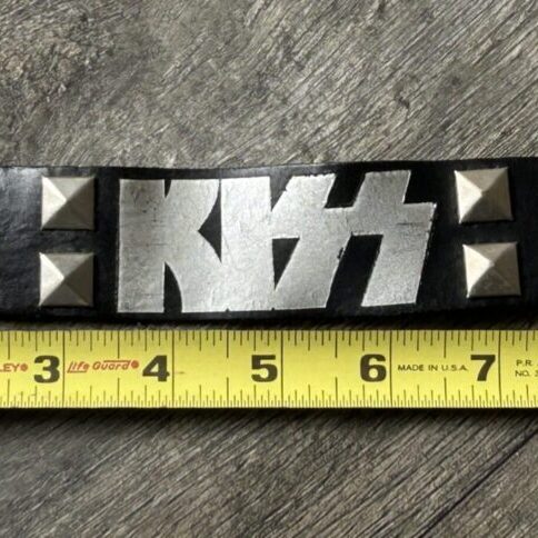 KISS Studded Bracelet Wrist Cuff Black Leather Vintage Kiss Memorabilia 1980's