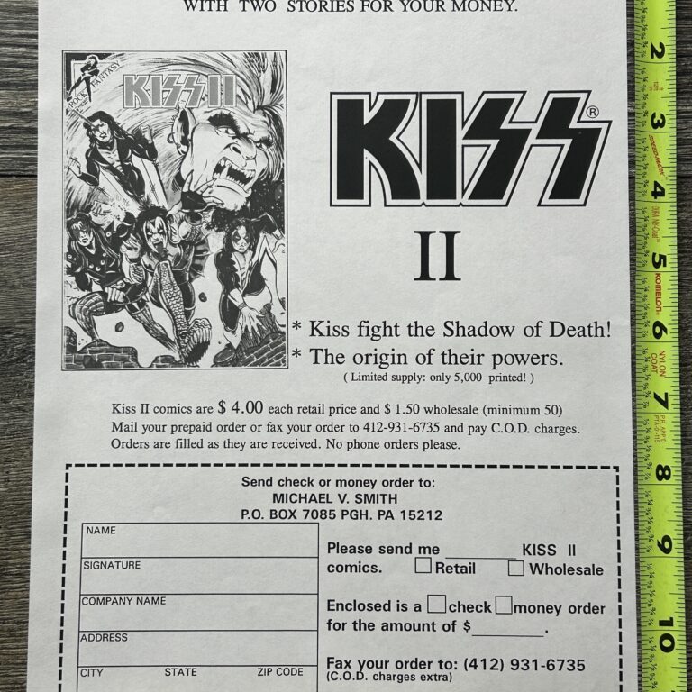 KISS Comic Ad Flyer Kiss II Fantasy Comics Order Form Rock Unused Vintage Kiss