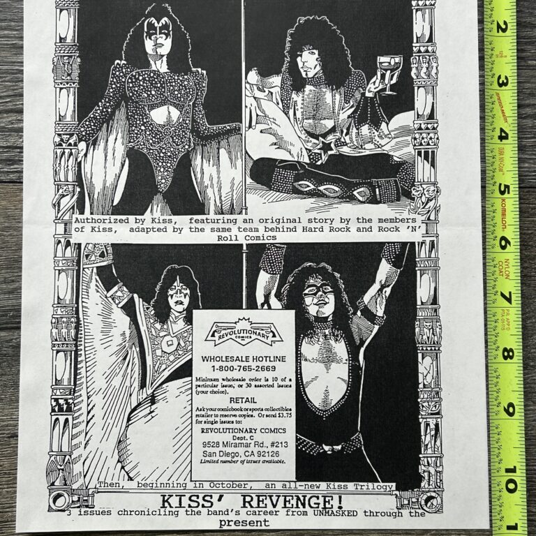 KISS Comic Ad Flyer The Elder Pre-History Revolutionary Comics 2sided Vintage A