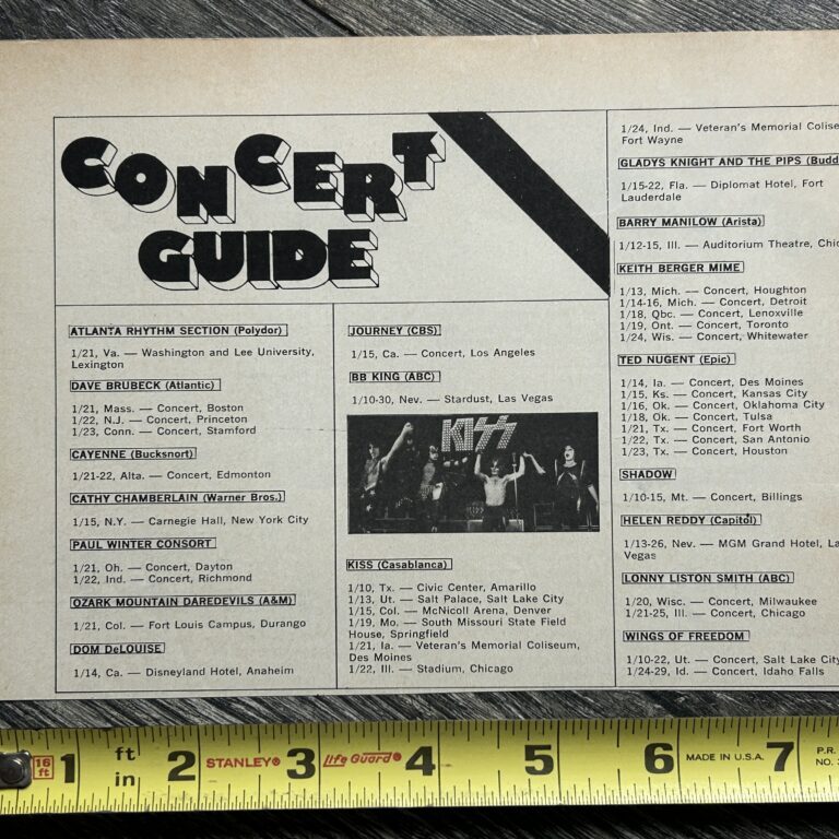 KISS Concert Ad Rock And Roll Over Tour Jan 1977 Shows Vintage Kiss Aucoin