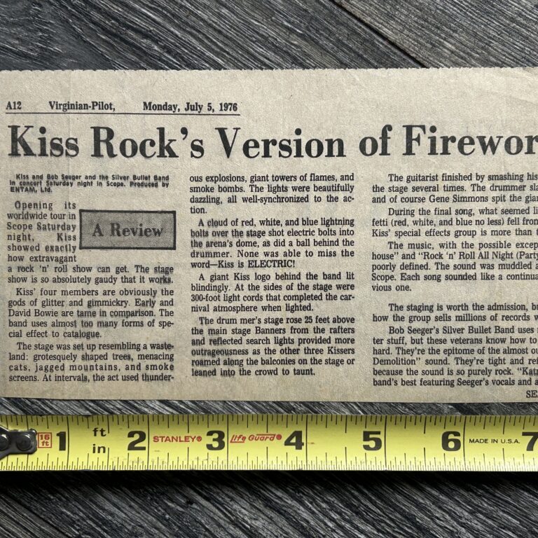 KISS Concert Ad Clipping Destroyer Spirit Of '76 Tour Norfolk VA Vintage Aucoin