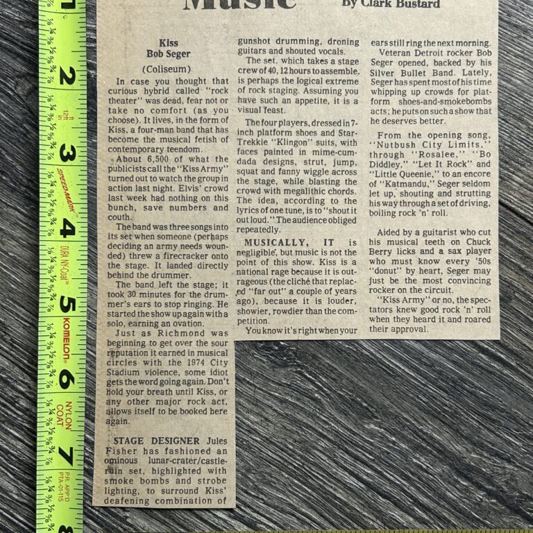 KISS Concert Ad Clipping Destroyer Spirit Of '76 Tour Richmond VA Vintage Aucoin