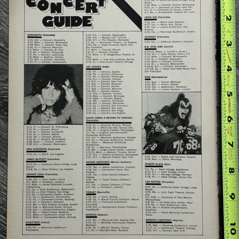 KISS Concert Ad Alive Destroyer Tour Canada Dates April 1976 Vintage Kiss Aucoin