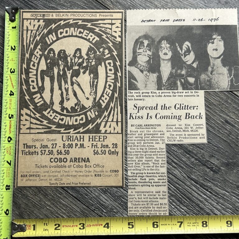 KISS Concert Ad Lot Rock And Roll Over Tour Cobo Detroit Vintage Kiss Aucoin