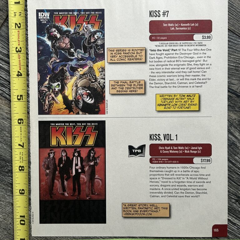 KISS Comic Ad Advert Kiss #7 + Vol 1 TPB IDW Comics Vintage Kiss Memorabilia