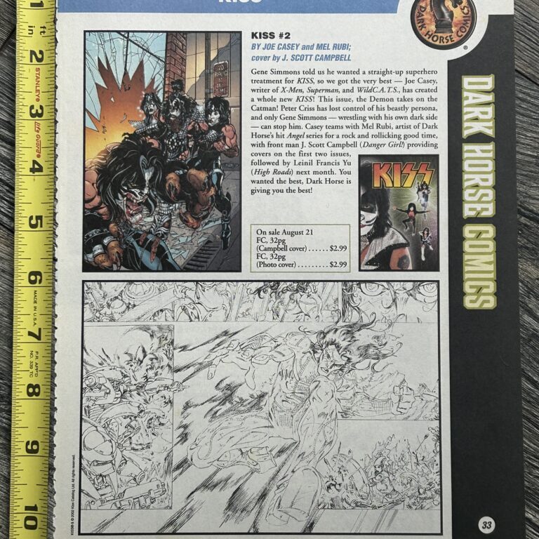 KISS Comic Ad Advert Kiss #2 Dark Horse Comics 2002 Vintage Kiss Memorabilia