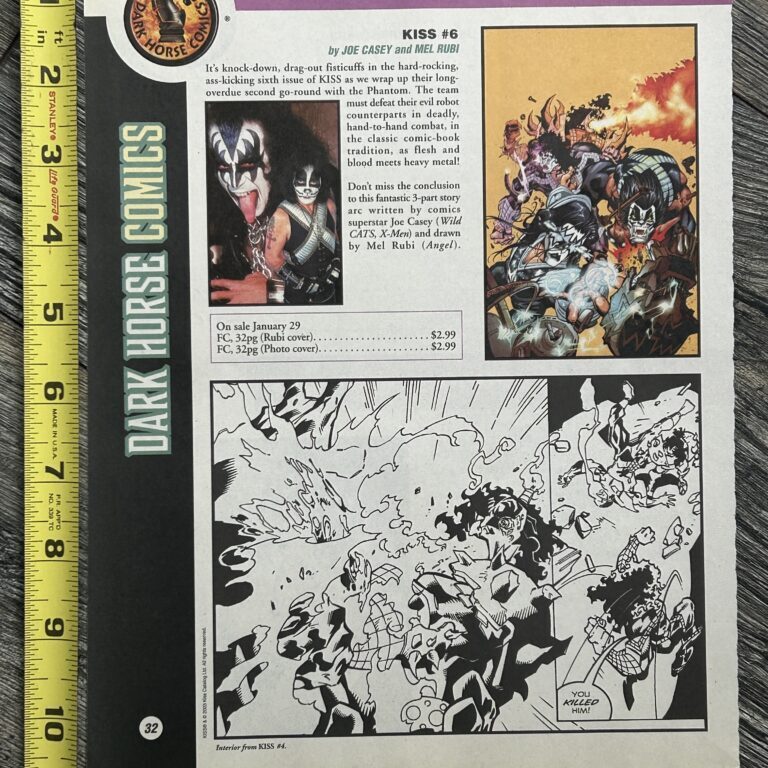 KISS Comic Ad Advert Kiss #6 Dark Horse Comics 2003 Vintage Kiss Memorabilia