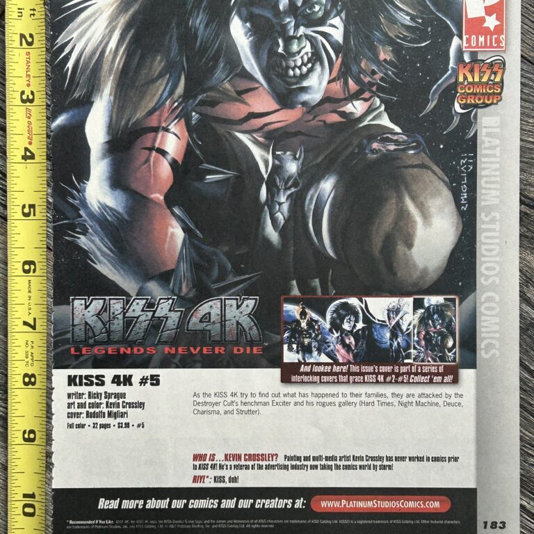 KISS Comic Ad Kiss 4K #5 Platinum Comics 2007 Vintage Kiss Memorabilia