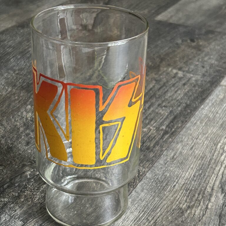 KISS Drinking Glass 7" Sunburst Logo Carnival Boardwalk Barware Vintage Kiss