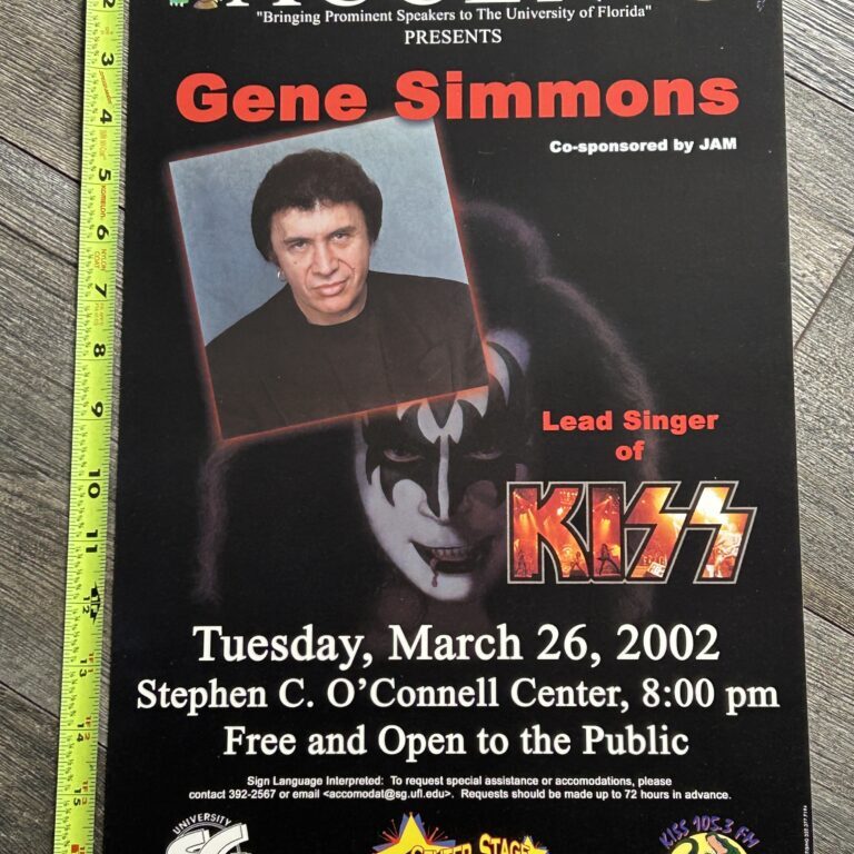 Kiss Poster GENE SIMMONS Speaking Tour University Of Florida 2002 Vintage Kiss