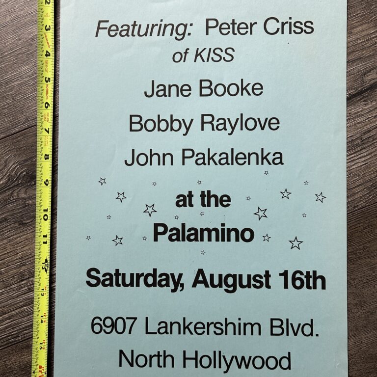 Kiss Concert Poster PETER CRISS Balls Of Fire Palomino CA Blue Vintage Kiss