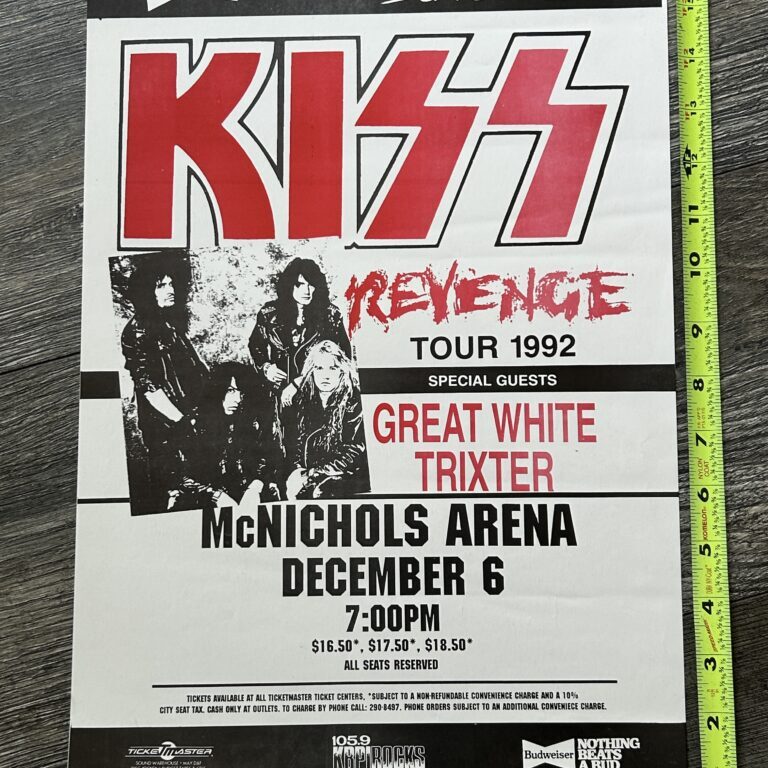 KISS Concert Poster Revenge Tour McNichols Denver Colorado 1992 Vintage Kiss