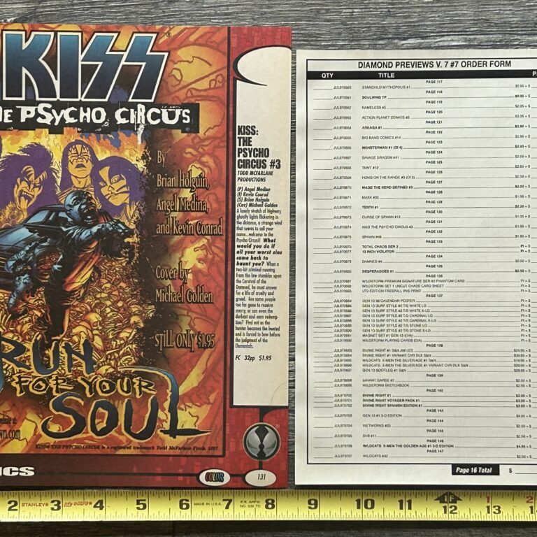KISS Ad Psycho Circus Comic #3 + Order Form McFarlane Image Comics Vintage Kiss