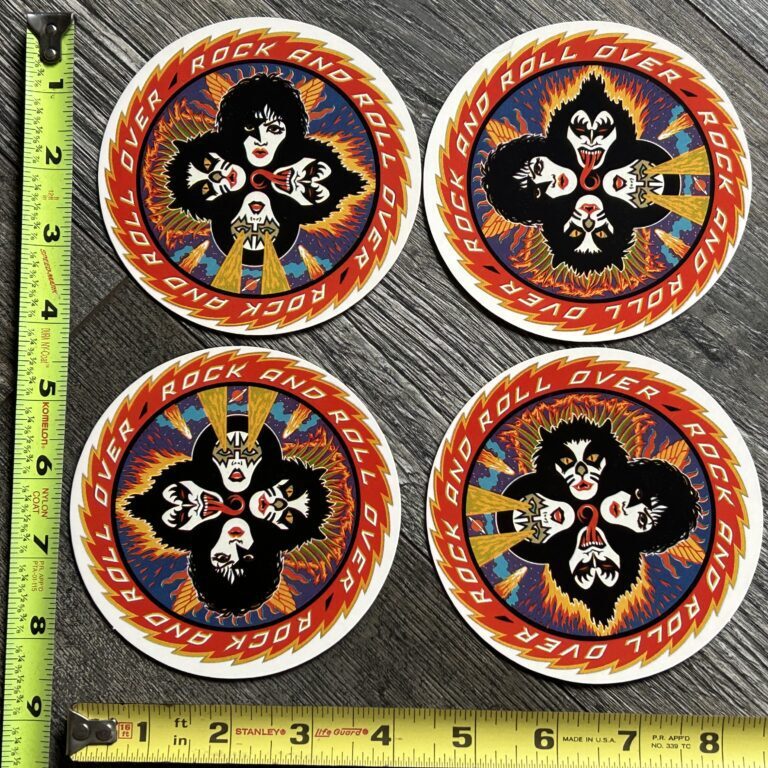 KISS Coaster Set Rock And Roll Over Barware Vintage Kiss Memorabilia Early 90's
