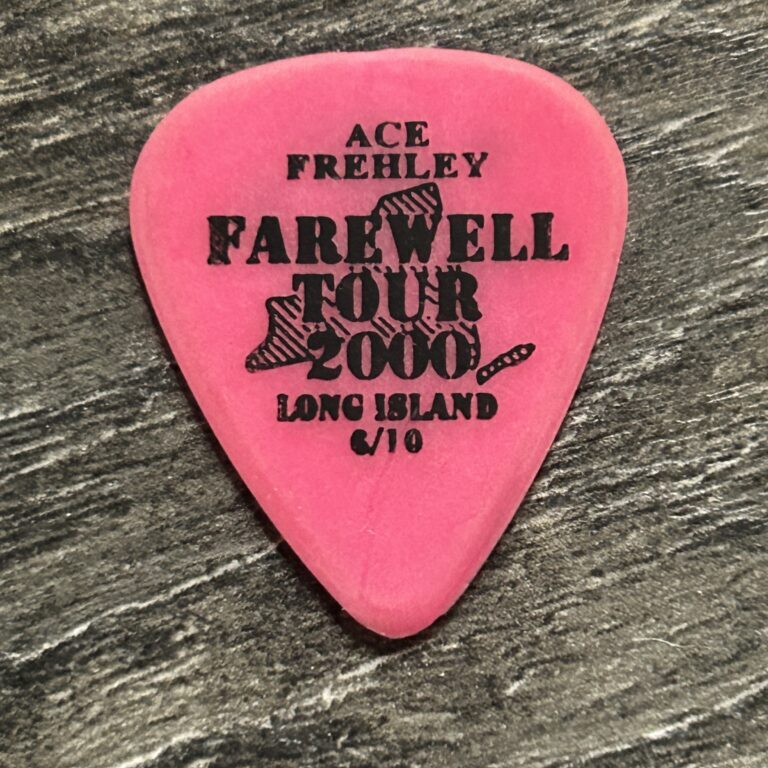 KISS Guitar Pick ACE FREHLEY Farewell Tour Long Island NY Pink Vintage Kiss