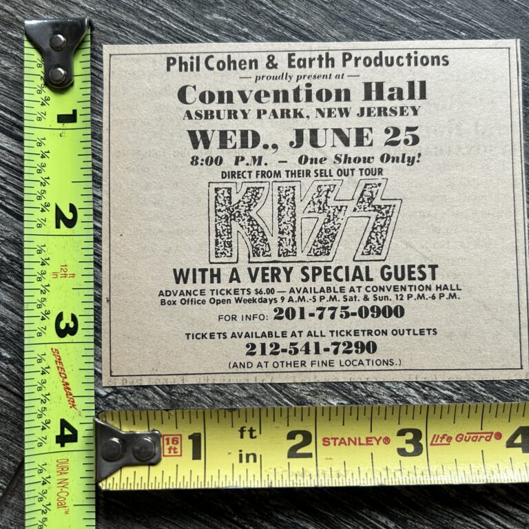 KISS Concert Ad Dressed To Kill Tour Asbury Park NJ 1975 Vintage Kiss Aucoin