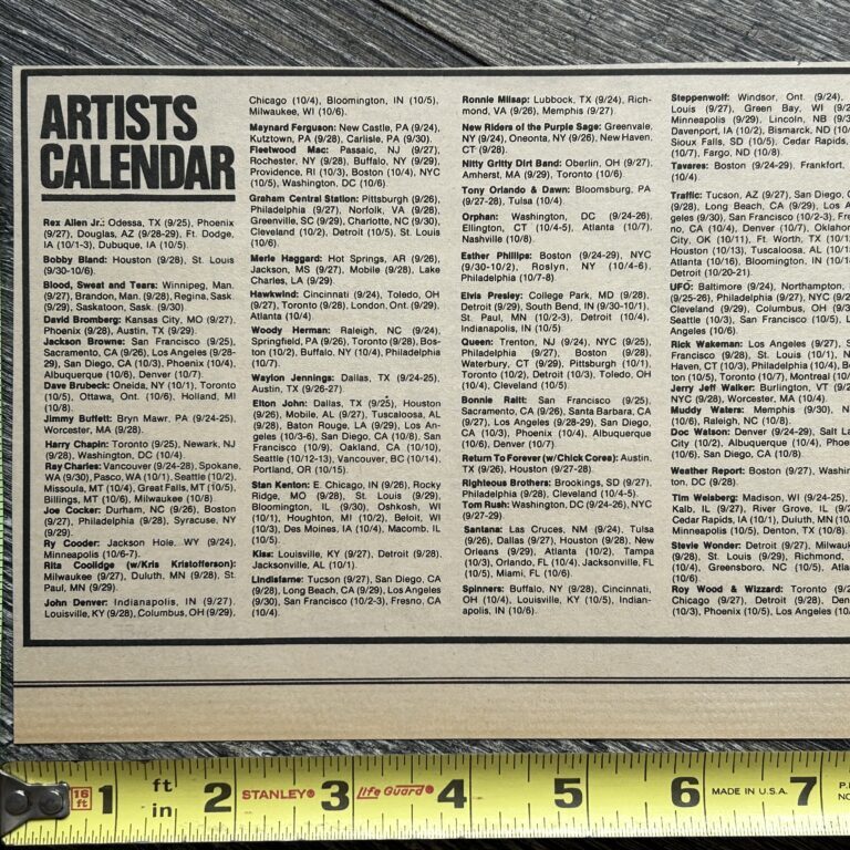 KISS Concert Ad Alive Tour Calendar 1975 Original Show Dates Vintage Kiss Aucoin