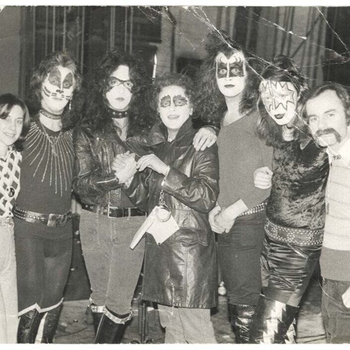 KISS 1973 Contract Signing Publicity Press Promo Photo w 1973 Bob Gruen Copyright Stamp On Back -- formerly owned by Ace Frehley -- Aucoin Era a