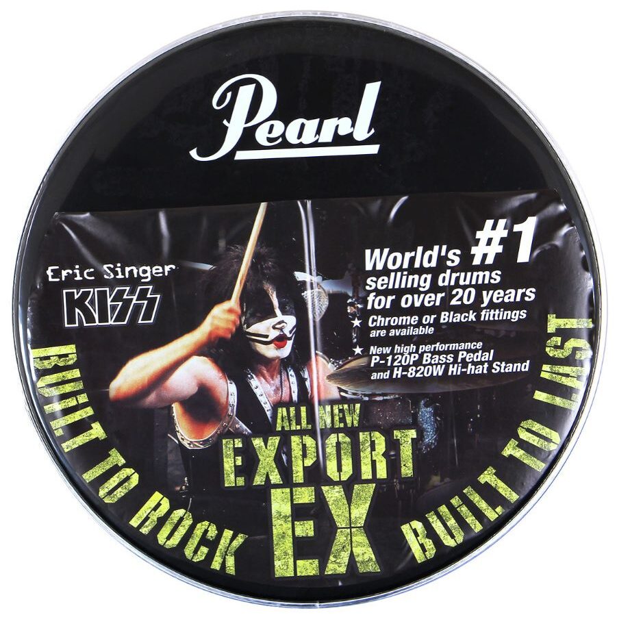 KISS 2009 Eric Singer Pearl Drums 23 Bass Drumhead Export EX Built To Rock Built To Last Promo Music Store Display