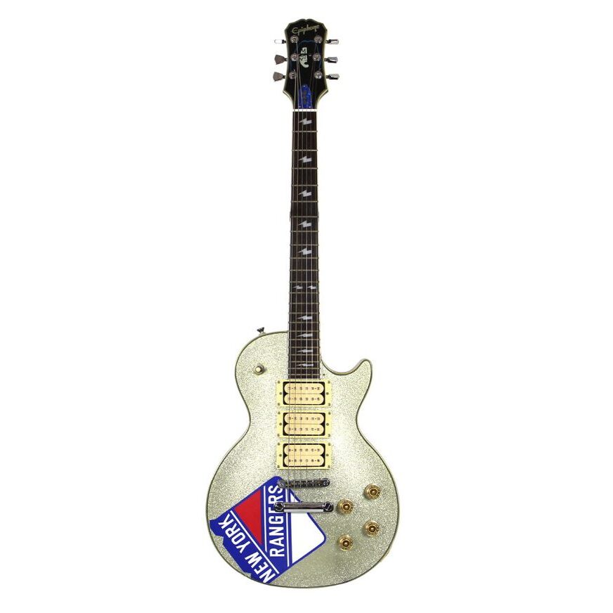 KISS Ace Frehley 1998 Epiphone Les Paul Signature Silver Sparkle Guitar Concert Stage Used NY Rangers Game 2010 -- formerly owned by Ace Frehley a