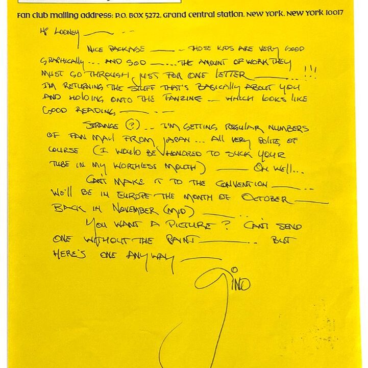 KISS Gene Simmons Handwritten & Signed Letter on pre-Kiss Army Stationary 1975