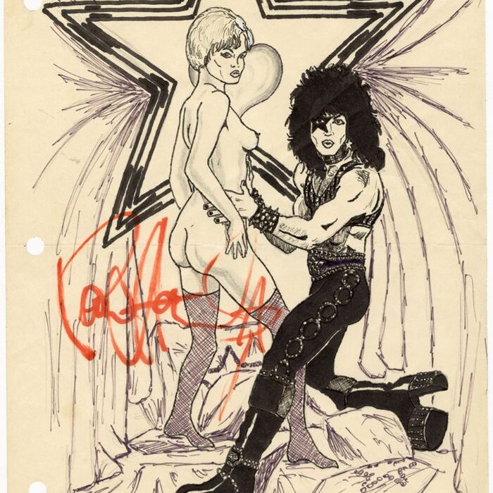 KISS Paul Stanley Creatures Of The Night Era Starchild Theme Artwork Signed by Paul -- Fan Made Art from July 1983 -- Vintage Autograph