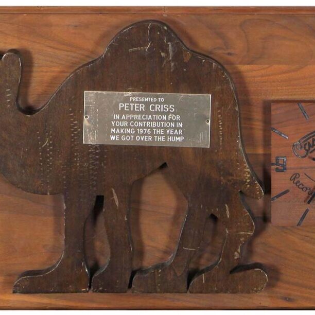 KISS Peter Criss Casablanca Records 1976 The Year We Got Over The Hump Commemorative Camel Award Plaque Clock -- formerly owned Peter Criss