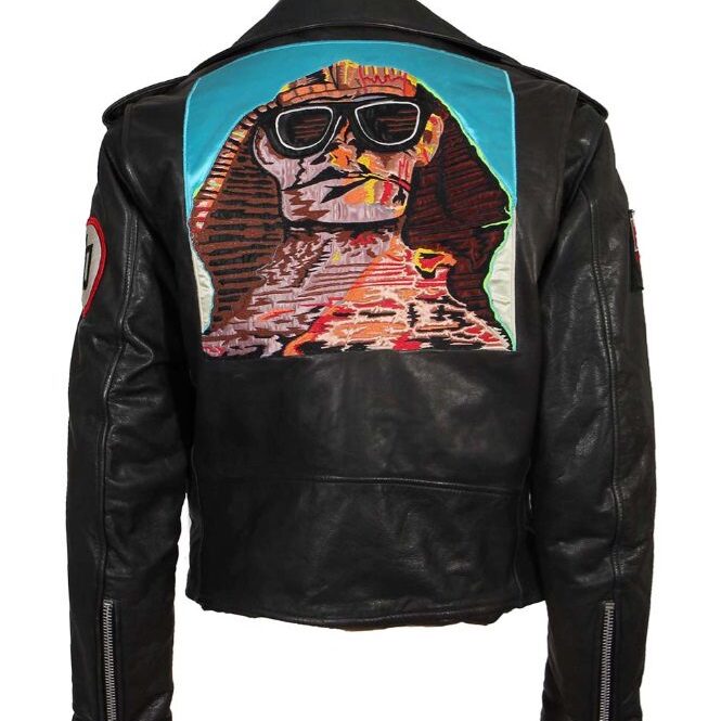 KISS Vintage Hot In The Shade Concert Leather Tour Jacket 1990 Embroidered Sphinx from the 2001 Official Kiss Auction - back