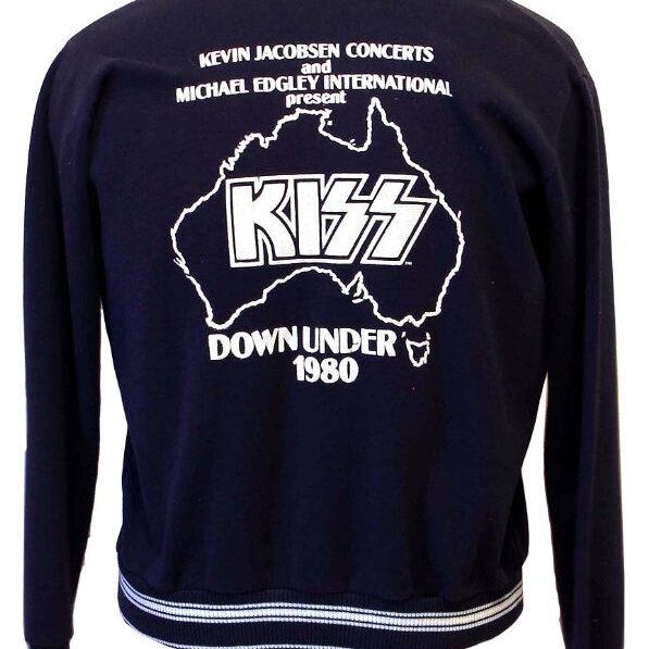 KISS Vintage Unmasked Tour Australia Map 1980 Aussie Road Crew Tour Jacket Aucoin Era - back